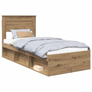vidaXL Cadre de lit Chêne artisan 75 x 190 cm Bois de pin massif