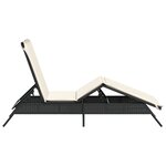 vidaXL Chaise longue avec coussin noir résine tressée