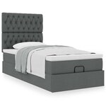 vidaXL Cadre de lit ottoman avec matelas gris foncé 100x200 cm tissu