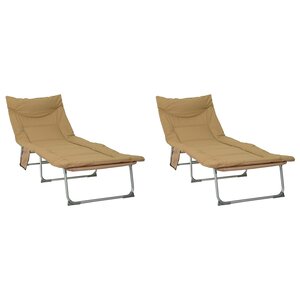 vidaXL Transat pliant avec coussin 2 pc Beige