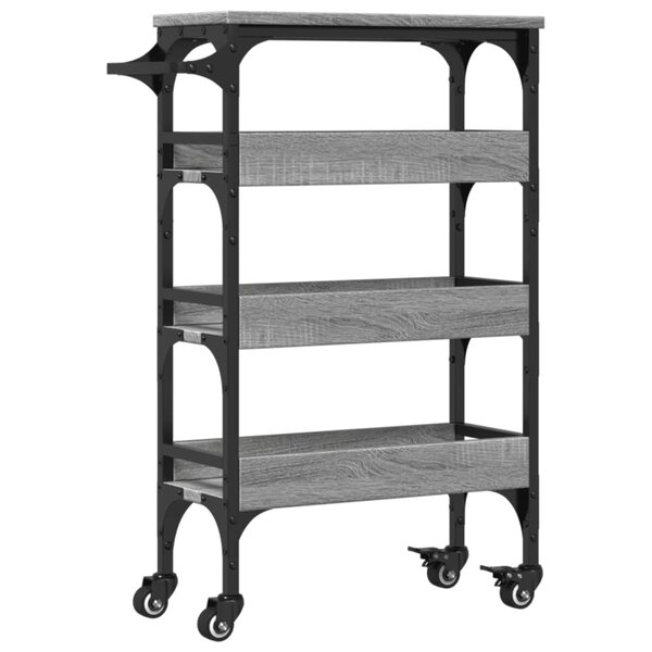 vidaXL Chariot de cuisine sonoma gris 53x20x76 cm bois d'ingénierie