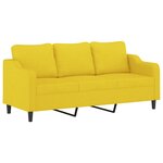 vidaXL Ensemble de canapés 3 Pièces avec coussins jaune clair tissu