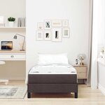 vidaXL Lit à ressorts avec matelas Marron foncé 100 x 200 cm tissu