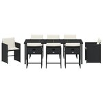 vidaXL Ensemble de salle à manger de jardin 9 pièces avec coussins en poly rattan noir