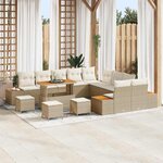 vidaXL Ensemble de canapé de jardin 14 Pièces Beige Poly rotin