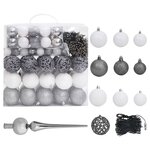 vidaXL Arbre de Noël artificiel pré-éclairé et boules blanc 240 cm