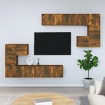 vidaXL Meuble TV mural Chêne fumé Bois d'ingénierie