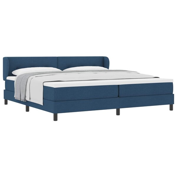 vidaXL Lit à ressorts avec matelas Bleu 200 x 200 cm tissu