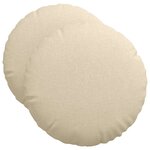 vidaXL Coussins de siège 2 pc Tissu Crème Ø50 x 19 cm