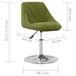 vidaXL Chaises pivotantes à manger lot de 2 vert clair velours