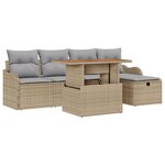 vidaXL Ensemble de sofa de jardin de 6 pièces avec coussins beige poly rattan