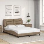 vidaXL Cadre de lit avec LED sans matelas cappuccino 140x190 cm