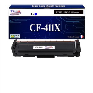 T3AZUR -Toner compatible avec CF411X (410X) pour HP Color LaserJet Pro M452dn M452nw - Cyan