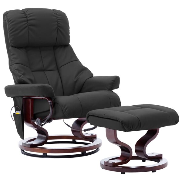 vidaXL Fauteuil de massage inclinable Gris Similicuir et bois courbé