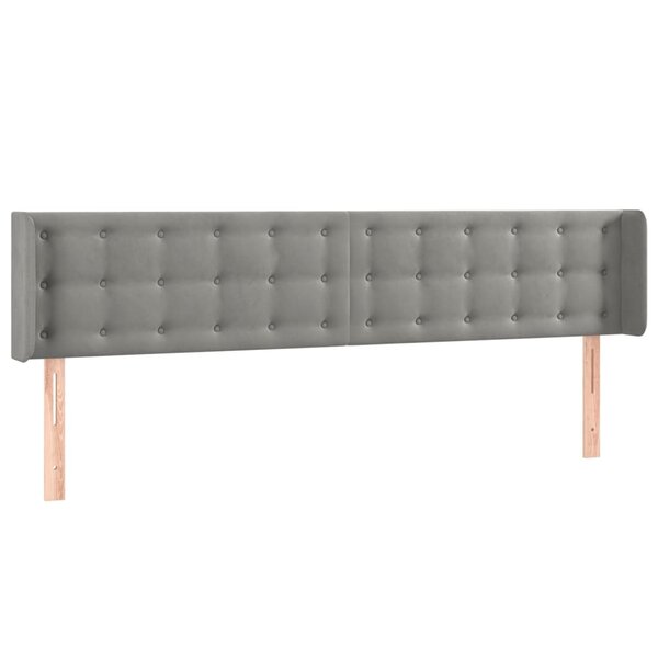 vidaXL Tête de lit avec oreilles Gris clair 163x16x78/88 cm Velours