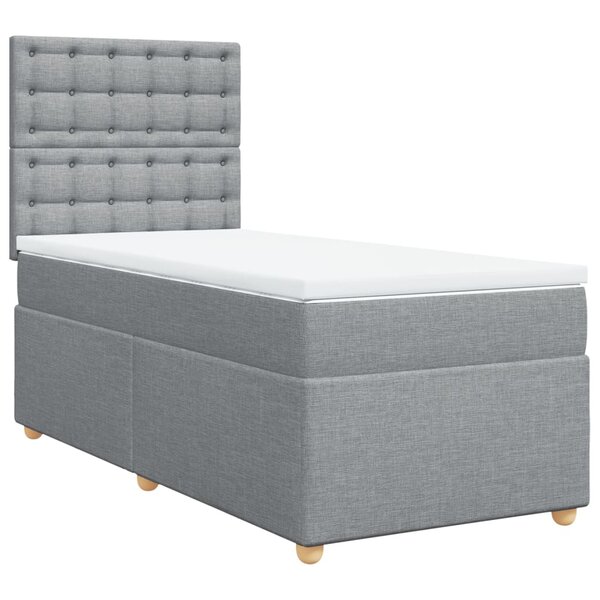 vidaXL Sommier à lattes de lit avec matelas Gris clair 100x200cm Tissu