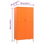 vidaXL Garde-robe Orange 90x50x180 cm Acier