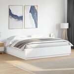 vidaXL Cadre de lit avec lumières LED blanc 200x200 cm bois ingénierie