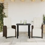 vidaXL Ensemble de bistro 3 Pièces avec coussins marron résine tressée