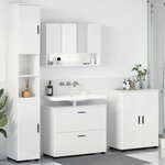vidaXL Ensemble de mobilier de salle de bain 4 Pièces Blanc brillant