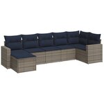 vidaXL Salon de jardin 7 Pièces avec coussins gris résine tressée