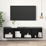 vidaXL Meuble TV mural Chêne noir 37 x 37 x 142.5 cm Bois d'ingénierie