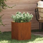 vidaXL Cache-pot de jardin Marron 32 x 32 x 40 cm Acier vieilli