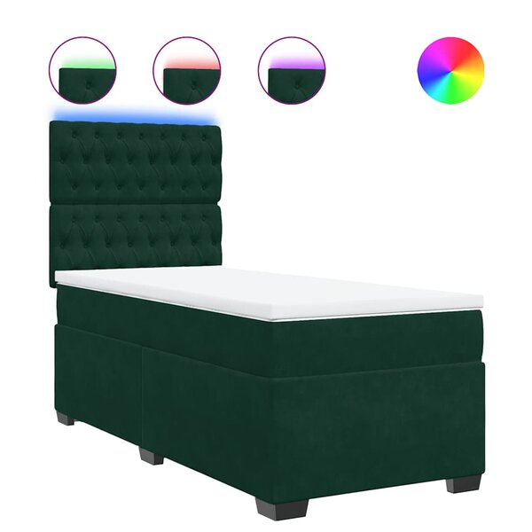 vidaXL Sommier à lattes de lit avec matelas Vert foncé 90x190 cm