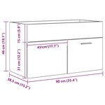 vidaXL Cabinet de Lavabo avec stockage Chêne noir 90 x 38.5 x 46 cm
