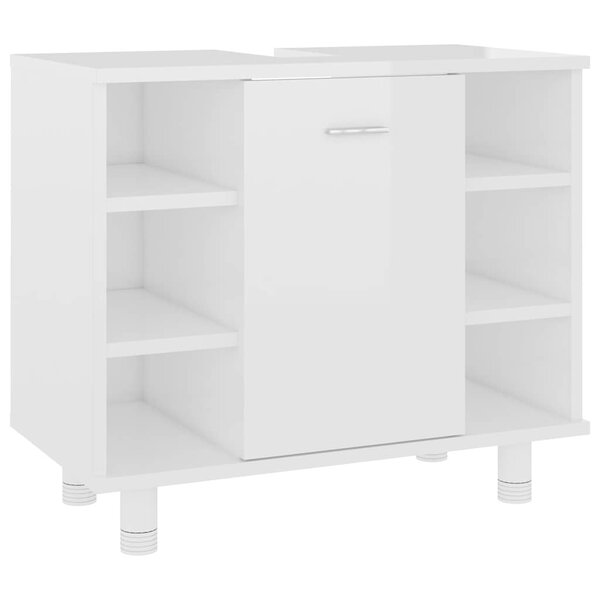 vidaXL Armoire de salle de bain Blanc brillant Bois d’ingénierie