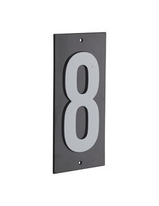 THIRARD - Plaque de signalisation 8  marquage blanc sur fond noir  panneau ABS à visser  56x120mm - THIRARD