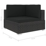 vidaXL Chaise d'angle 1 pc et coussins Résine tressée Noir