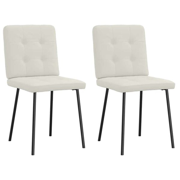 vidaXL Chaises à manger lot de 2 Crème Velours