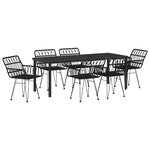 vidaXL Ensemble de dîner de jardin 7 pièces Rattan Poly Noir