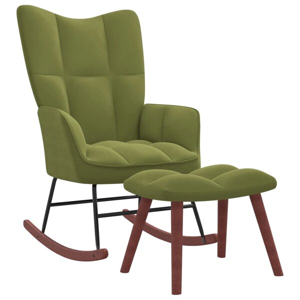 vidaXL Chaise à bascule avec repose-pied Vert clair Velours