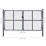 vidaXL Portail en maille de jardin Acier galvanisé 289x175 cm Gris