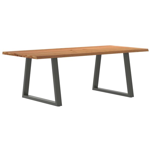 vidaXL Table à manger avec bord naturel 220x100x74cm bois massif chêne
