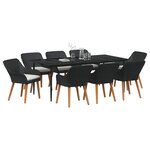 vidaXL Ensemble de salle à manger pour jardin 9 Pièces Noir polyrotin