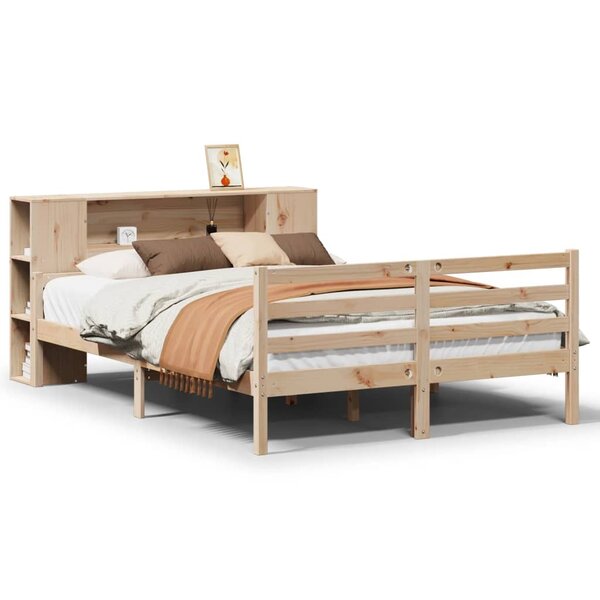vidaXL Lit bibliothèque sans matelas 140x190 cm bois de pin massif