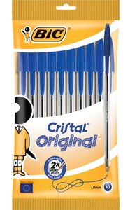 Lot de 10 stylos à bille Cristal Medium  bleu  0 4 mm BIC