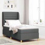 vidaXL Lit à ressorts avec matelas gris foncé 90x190 cm Gris foncé