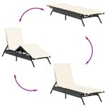 vidaXL Chaises longues lot de 2 avec table noir résine tressée