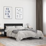 vidaXL Cadre de lit noir 140x190 cm bois d'ingénierie et métal
