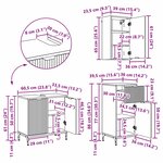 vidaXL Ensemble de mobilier de salle de bain Plaid 3 Pièces Chêne sonoma