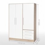 Armoire - Bois aggloméré chêne et blanc - Chambre - 144 6 cm