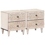 vidaXL Cabinet de chevet avec tiroir 2 Pièces Blanc 40 x 33 5 x 46 cm
