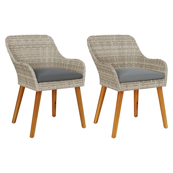 vidaXL Chaises de jardin avec coussins 2 Pièces Gris clair Rattan synthétique