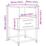 vidaXL Table de chevet noir 36x39x60 5 cm acier