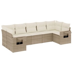 vidaXL Salon de jardin avec coussins 7 Pièces beige résine tressée