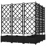 vidaXL Bac à fleurs avec Treillis 5 Pièces Noir 120 x 120 x 125.5 cm PP